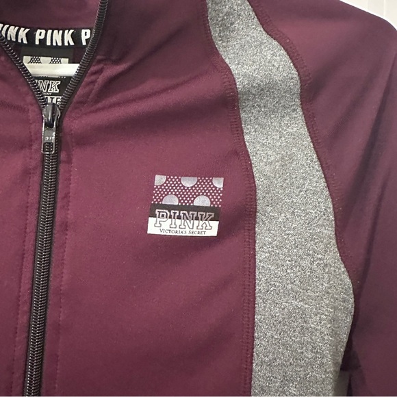 PINK By Victorias Secret Ultimate Half- Zip Pullover Maroon Grey Size XS Women’s - Picture 4 of 9